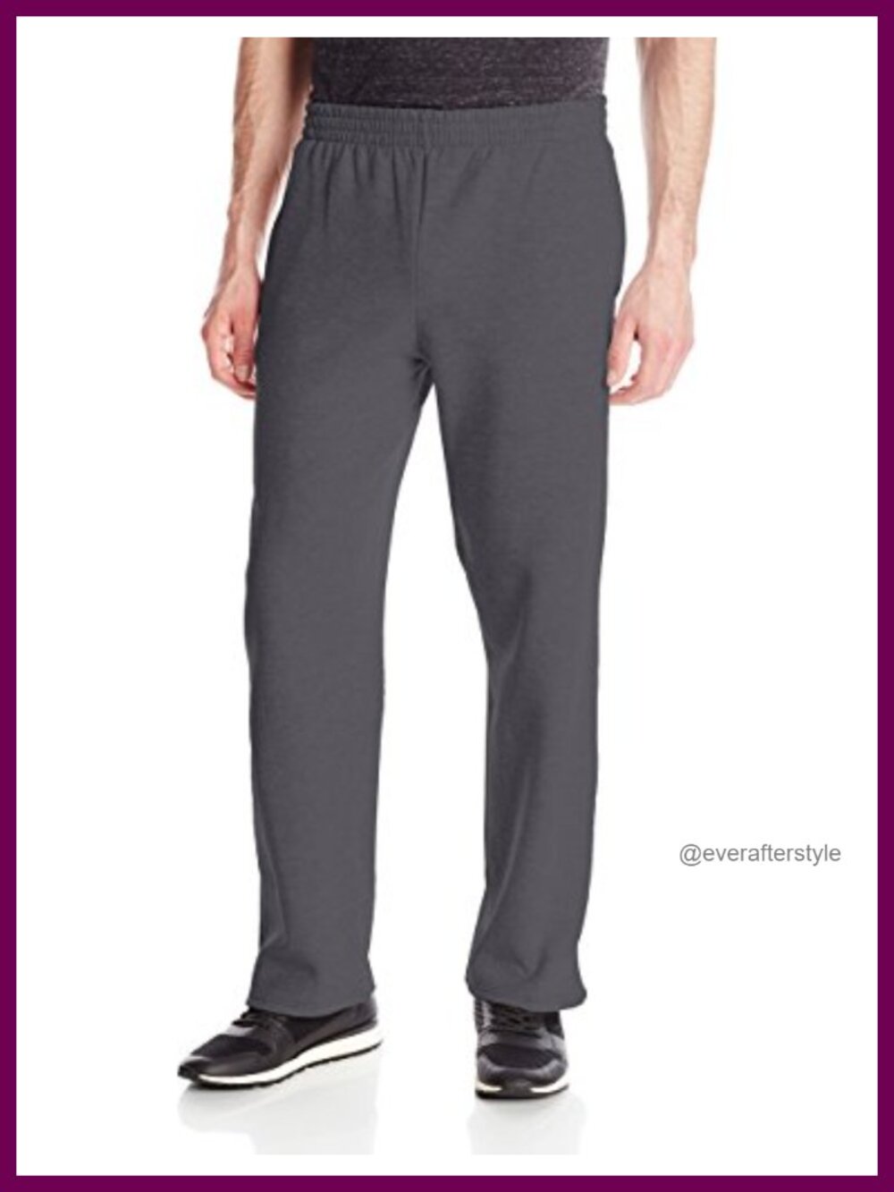 Fleece Open Bottom Sweatpants Elastic Waist Drawcord Side Pockets Loose Fit